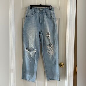 SO High Rise Baggy Jeans Distressed in Light Blue Junior Size 9